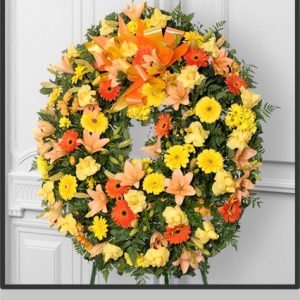 Corona flor variada groga