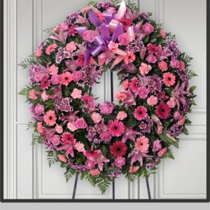 Corona flor variada rosa