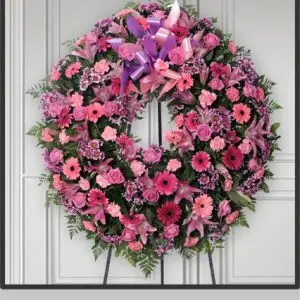 Corona flor variada rosa